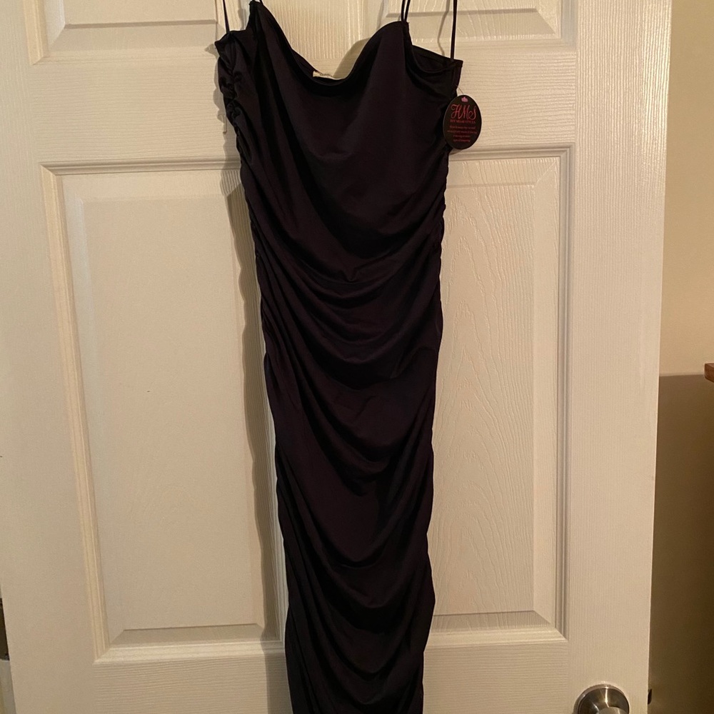 Sexy Black Ruched Maxi Dress